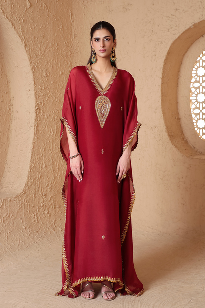 Mehrang Maroon Kaftan Set
