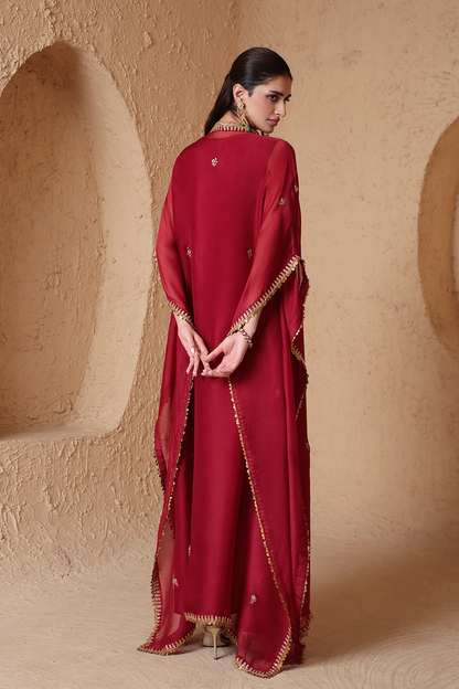 Mehrang Maroon Kaftan Set
