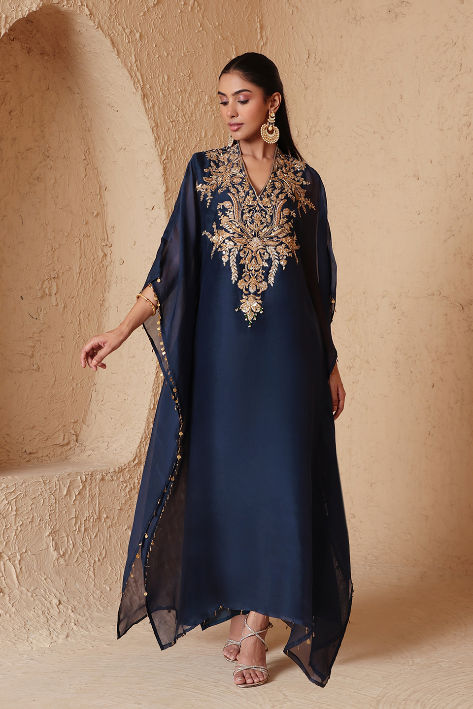 Zar:Rang Blue Heavy Kaftan set