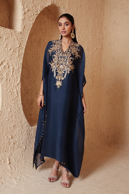 Zar:Rang Blue Heavy Kaftan set