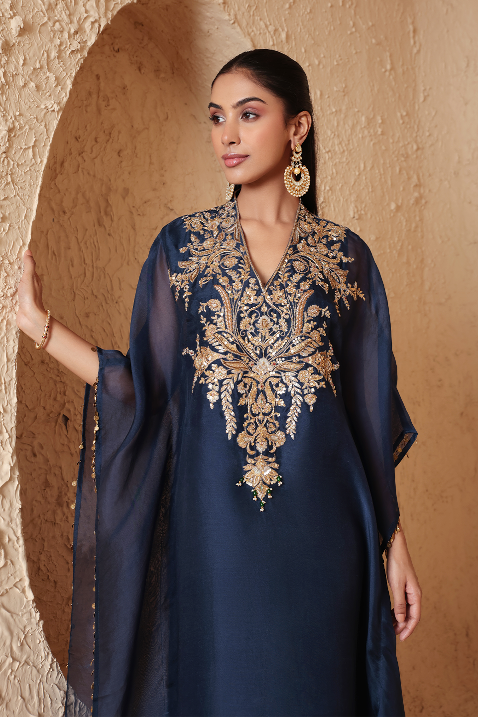 Zar:Rang Blue Heavy Kaftan set