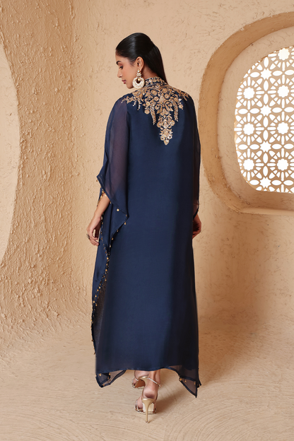Zar:Rang Blue Heavy Kaftan set