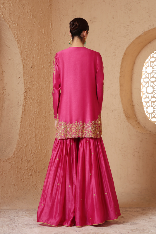 Mehrang Pink Heavy Sharara Set