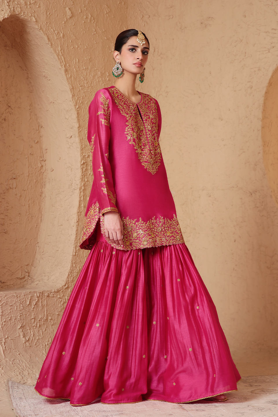 Mehrang Pink Heavy Sharara Set