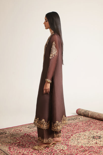 Zar:Rang Brown Straight Kurta Set