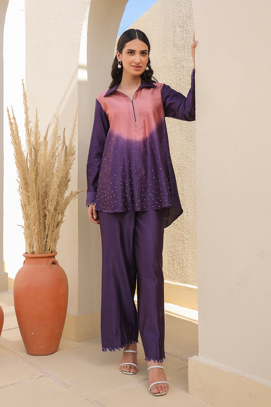 Purple French Knot Ombre Top