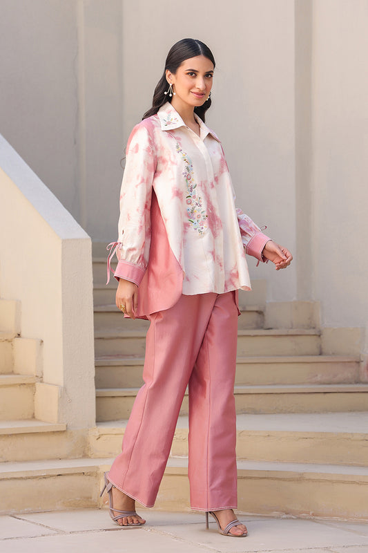 Pink Floral Shibori Co-ord Set
