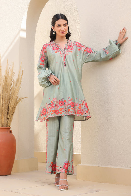 Green Bahar Heavy Hem Co-ord Set