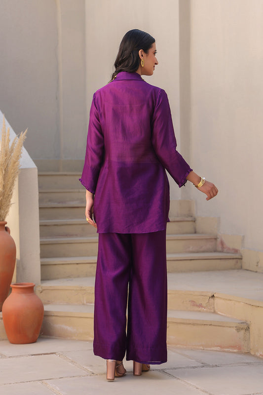 Purple  Zardosi Pankh Shirt
