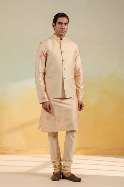 Pink Shibori Quilted Bandi Kurta Set