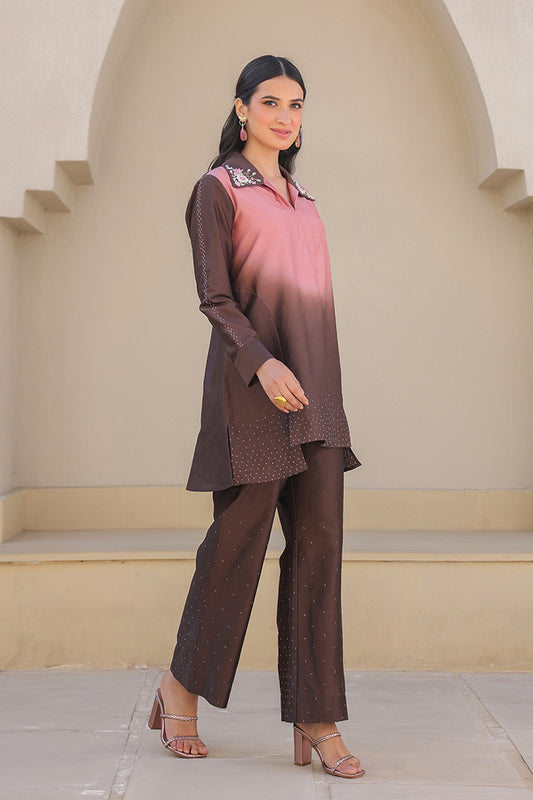 Brown Mystic Knot Collar Co-ord Set