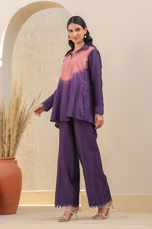 Purple French Knot Ombre Co-ord Set