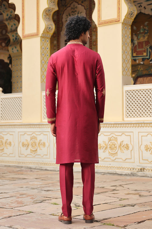 Ahista Maroon Tikki Buti Kurta Set