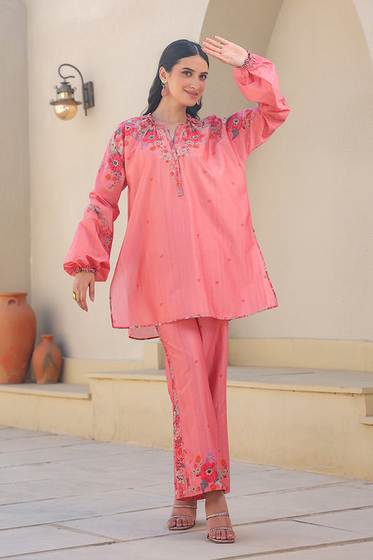 Pink Bahar Shoulder Co-ord Set