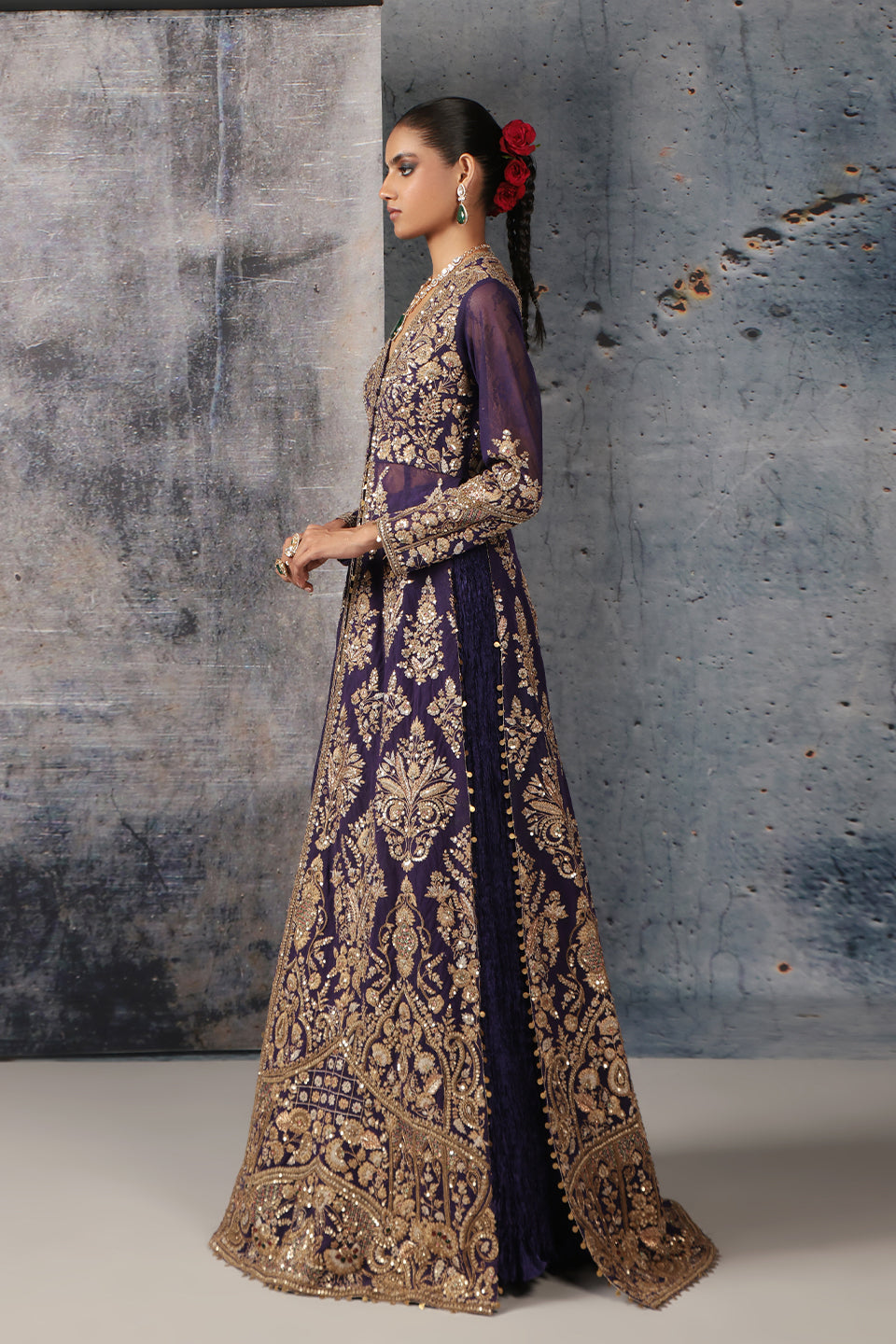 Zar:Rang Purple Jacket Lehenga Set