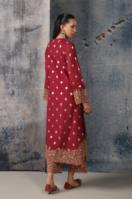 Mehrang Maroon Farshi Kurta Set