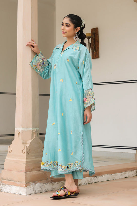 Gulzar Blue Collar Kurta Set