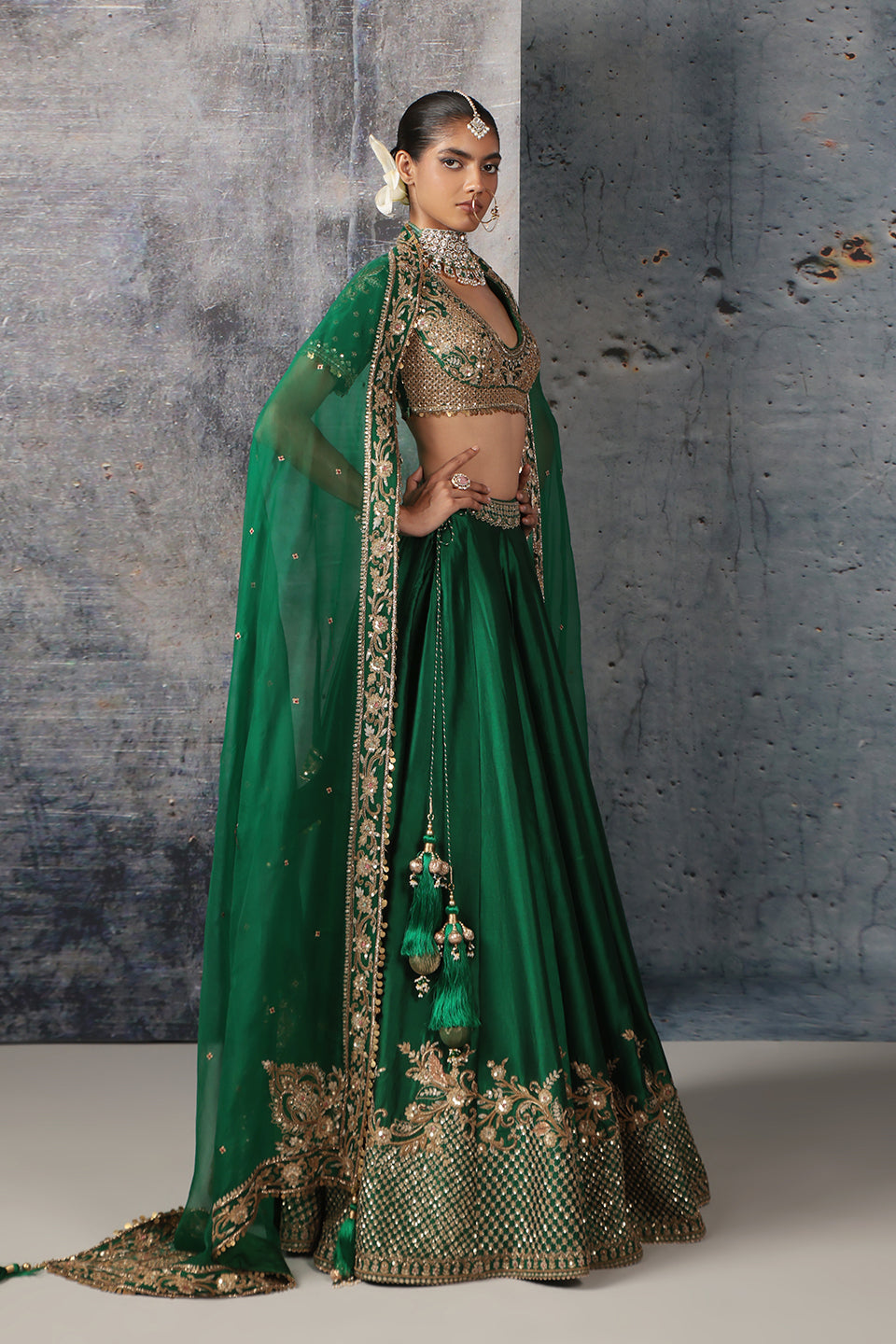 Zar:Rang Green Zardosi Lehenga Set