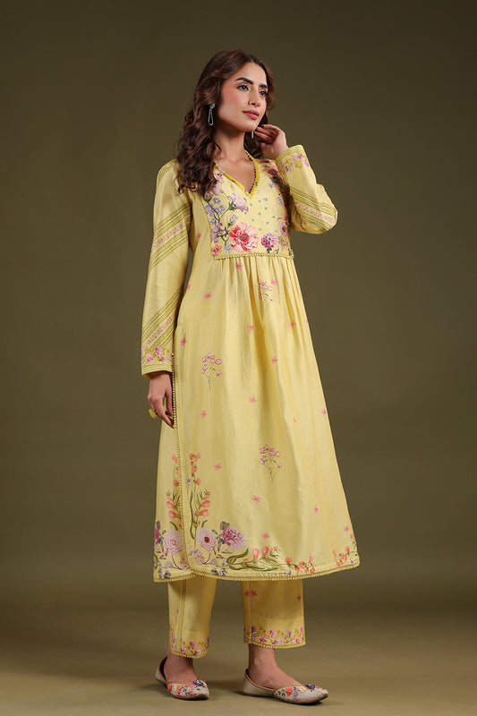 Noor Yellow Frockstyle Kurta Set