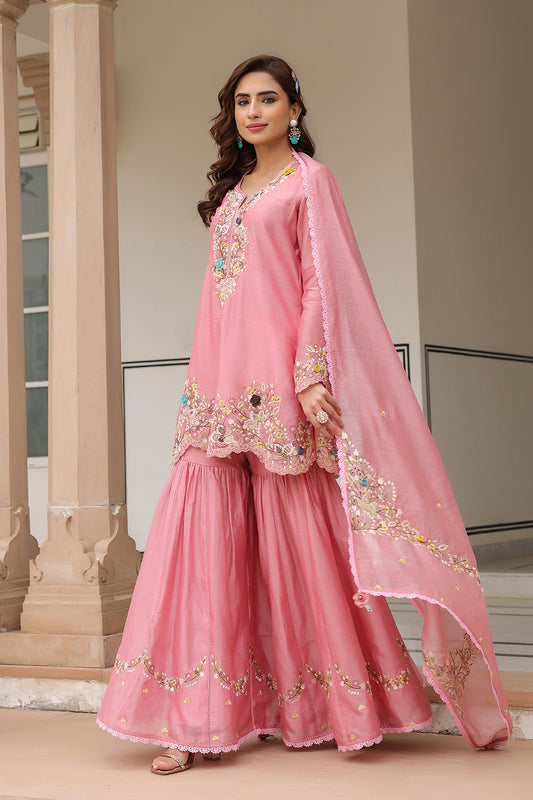 Gulzar Pink Sharara Set