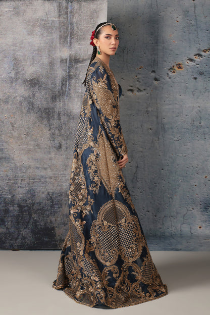 Zar:Rang Blue Long Jacket Set