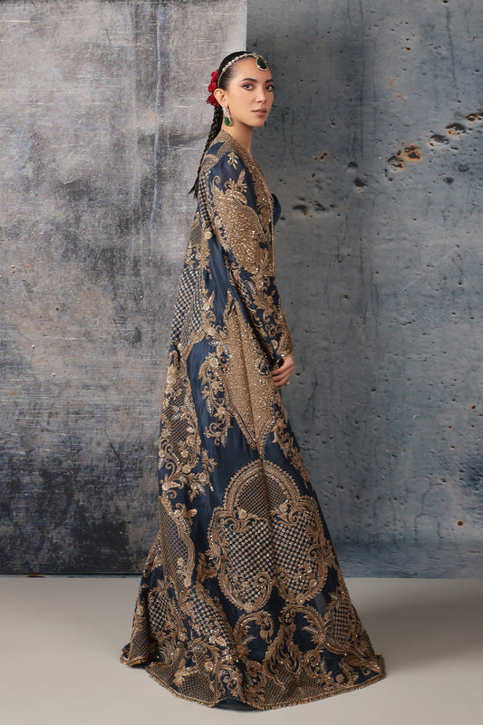 Zar:Rang Blue Long Jacket Set