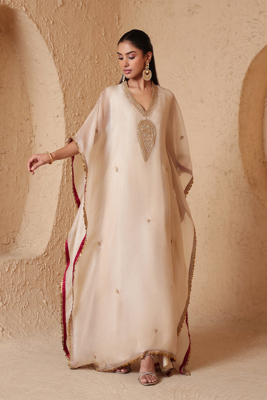 Mehrang Ivory Kaftan Set
