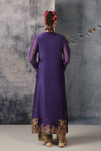 Zar:Rang Purple Straight Long Kurta Set