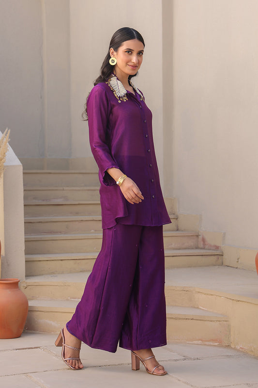 Purple Zardosi Pankh Co-ord Set