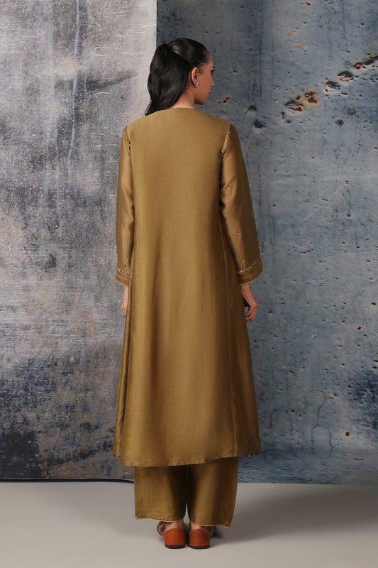 Mehrang Olive Green Frockstyle Kurta Set