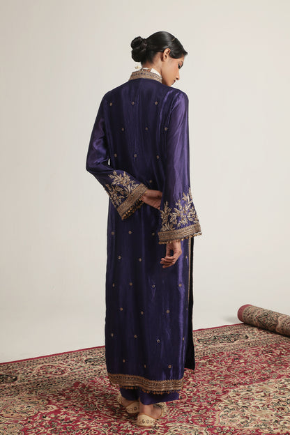 Zar:Rang Purple Jaal Kurta Set
