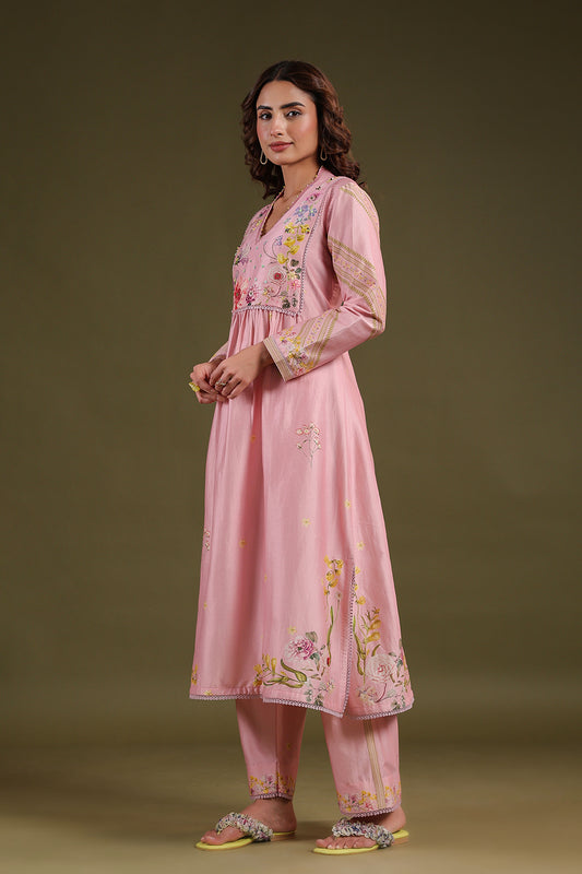 Noor Light Pink Frockstyle Kurta Set