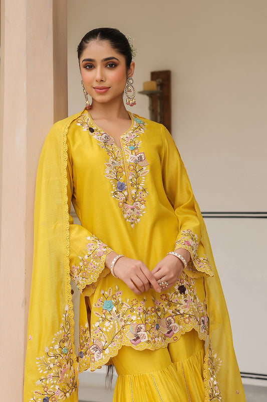 Gulzar Yellow Sharara Set