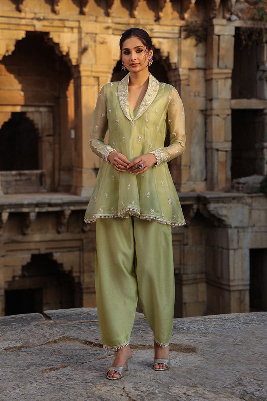 Vaayu Green Short Kalidar Set