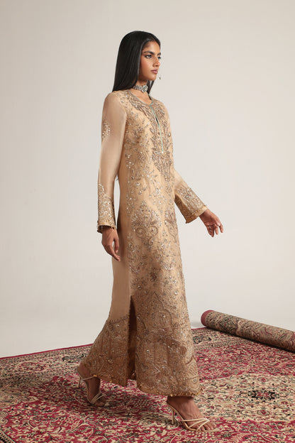 Zar:Rang Ivory Heavy Jaal Kaftan Set