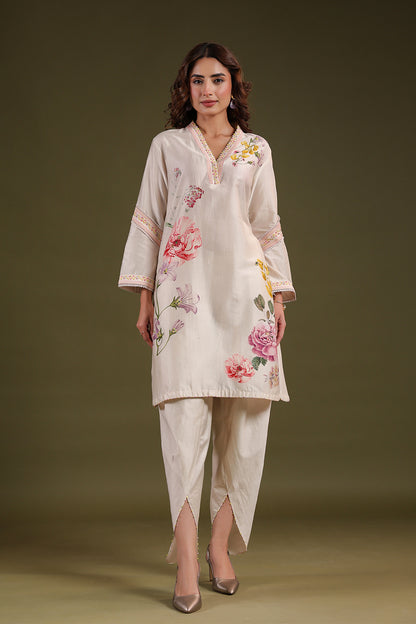 Noor Ivory Short Kurti Set