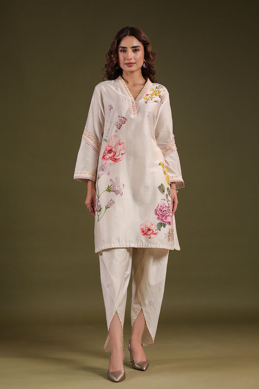 Noor Ivory Short Kurti Set