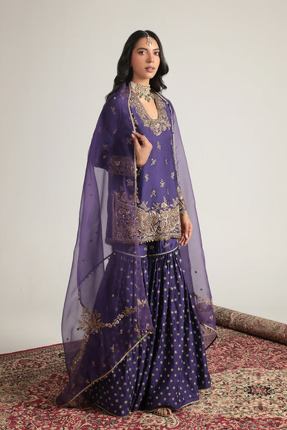 Zar:Rang Purple Buti Sharara Set