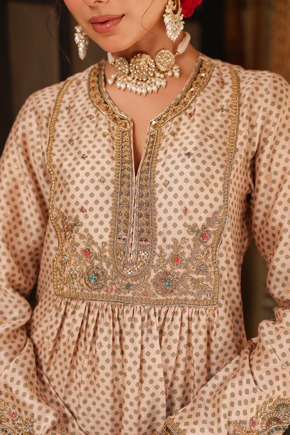 Ahista Ivory Printed Frockstyle Kurta Set