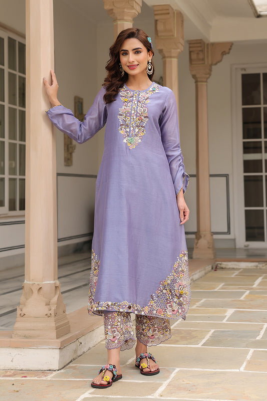 Gulzar Lilac Farshi Kurta Set