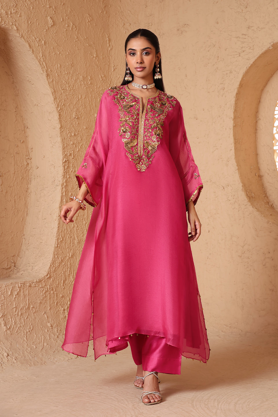 Mehrang Pink Kaftan Kurta Set