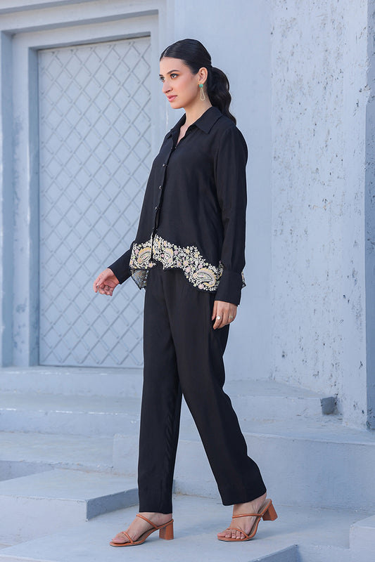 Black Dori Paisley Heavy Hem Co-ord Set