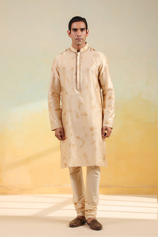 Brown Shibori Quilted Bandi Kurta Set