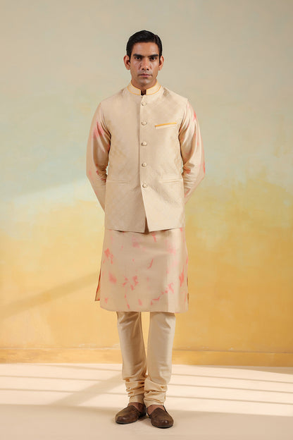 Pink Shibori Quilted Bandi Kurta Set