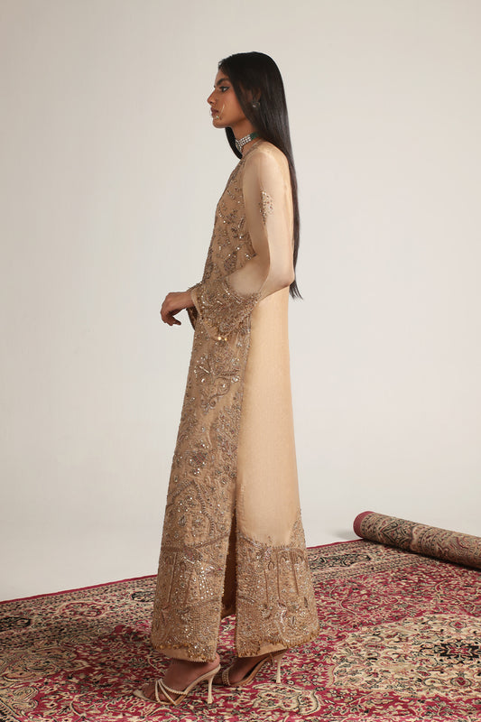 Zar:Rang Ivory Heavy Jaal Kaftan Set