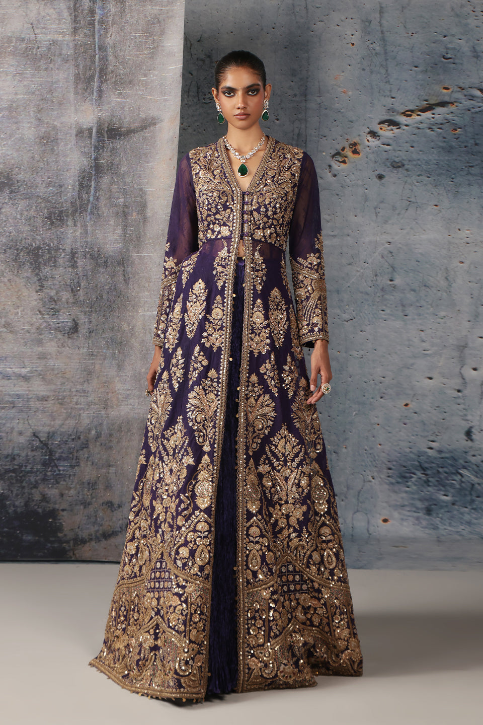 Zar:Rang Purple Jacket Lehenga Set