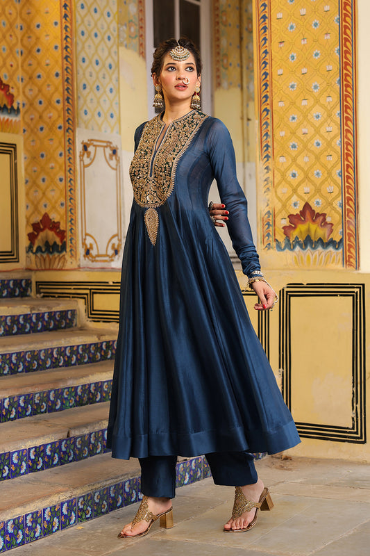 Ahista Blue Kalidaar Set