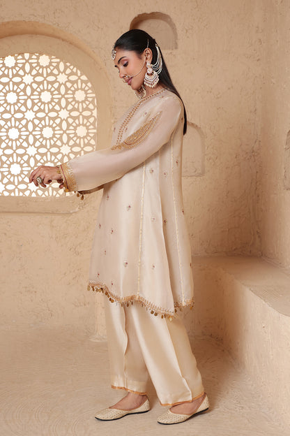 Mehrang Ivory Short Pheran Kurta Set
