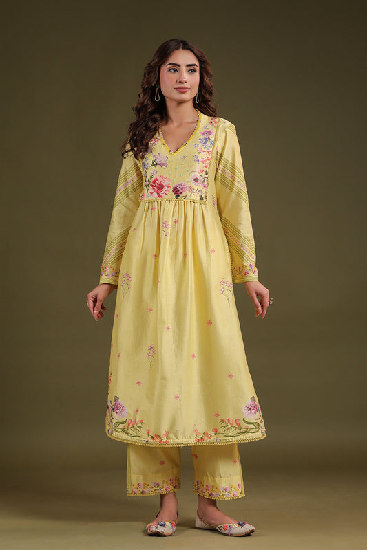 Noor Yellow Frockstyle Kurta Set