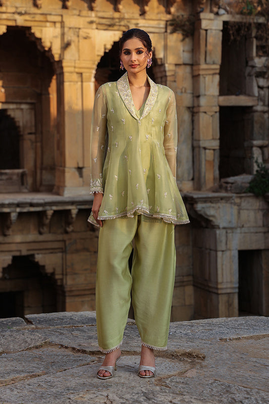 Vaayu Green Short Kalidar Set